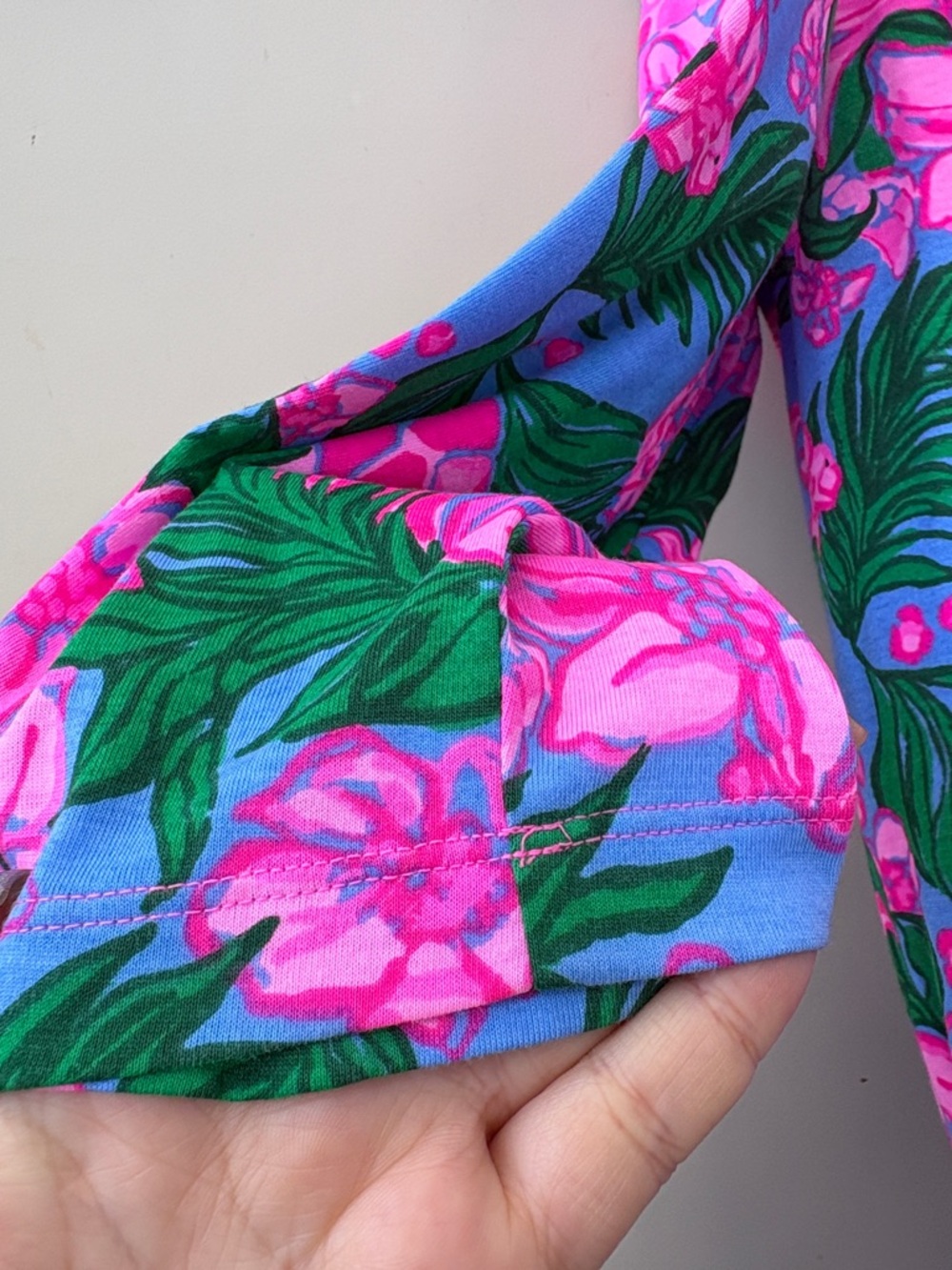 Lilly Pulitzer Blue Floral Long Sleeve Dress with Pink and Green Print - Picture 8 of 8
